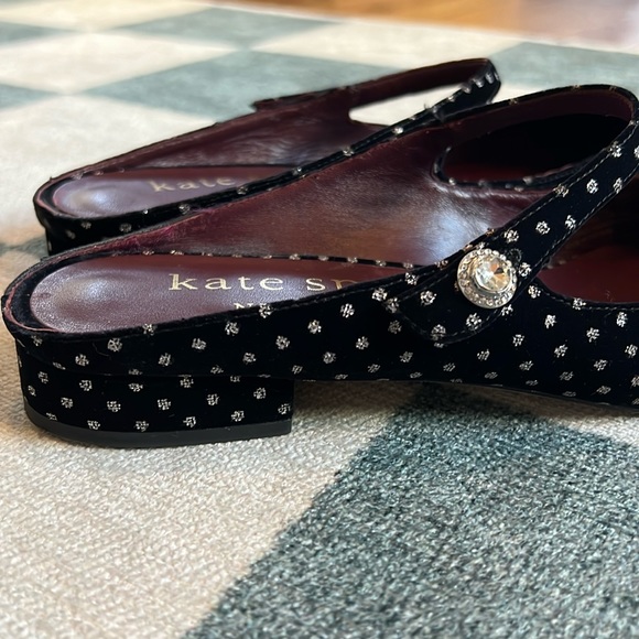 Kate Spade “Meg” Mary Jane slide velvet black sparkle polka dot - sz 10 - Picture 6 of 7